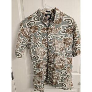 Reyn Spooner Hawaiian Shirt Men’s Medium – Catfish & Lily Pads Print